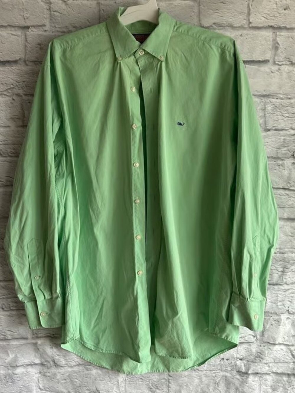 PREOWNED VINEYARD VINES WHALE SHIRT COTTON MENS LARGE L GREEN